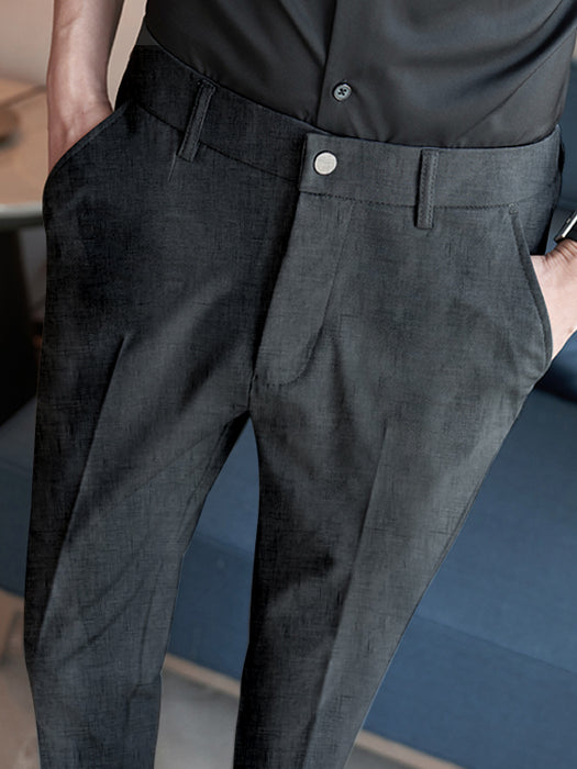 Louis Vicaci Super Stretchy Slim Fit Lycra Denim  Pent For Men-Dark Grey with Texture-BR625