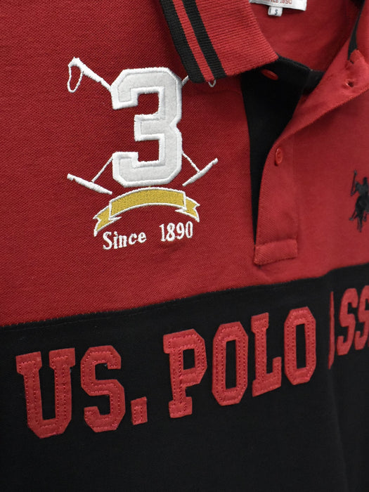 U.S Polo Assn. P.Q Half Sleeve Polo Shirt For Men-Red & Black-BR13124