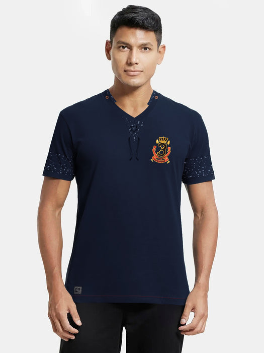 SW Fitters V Neck Tee Shirt For Men-Navy-BR13448