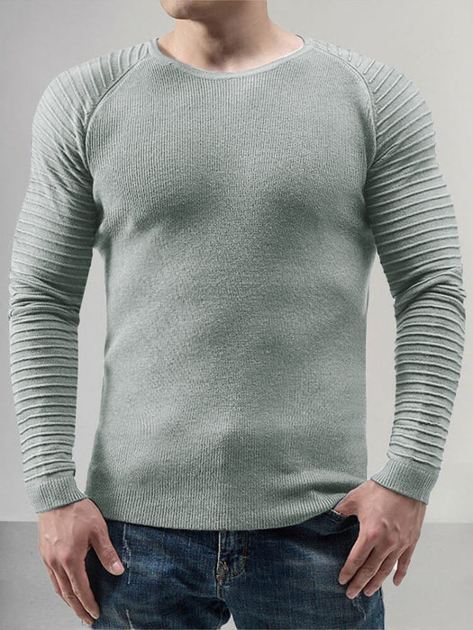 Full Fashion Crew Neck Classic Slim Fit Sweater For Men-Grey-RT2209