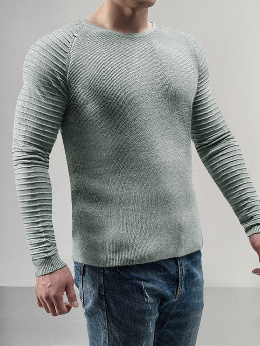 Full Fashion Crew Neck Classic Slim Fit Sweater For Men-Grey-RT2209