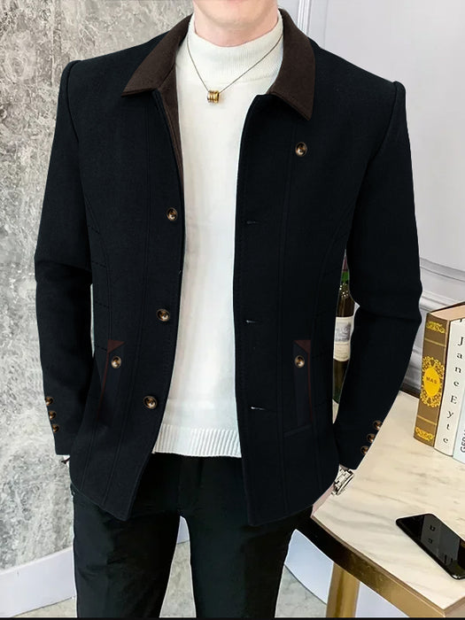 Pauldyar Stylish Suede Coat For Men-Black-BR1048