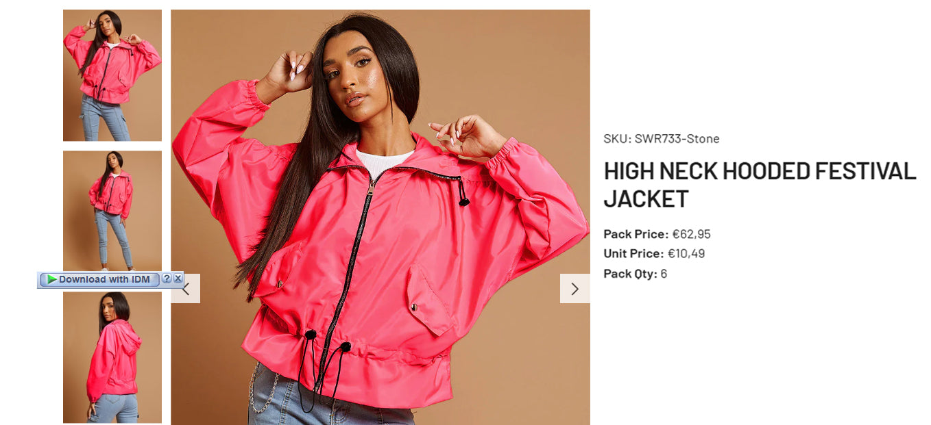 High Neck Hooded Festival Jacket For Ladies-Neon Pink-RT2550