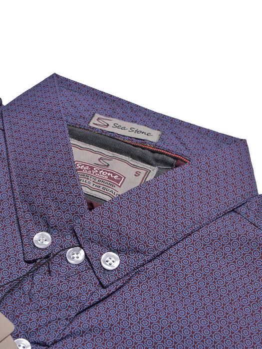 Sea Stone Premium Casual Shirt For Men-Blue & Maroon Allover Print-BE1375