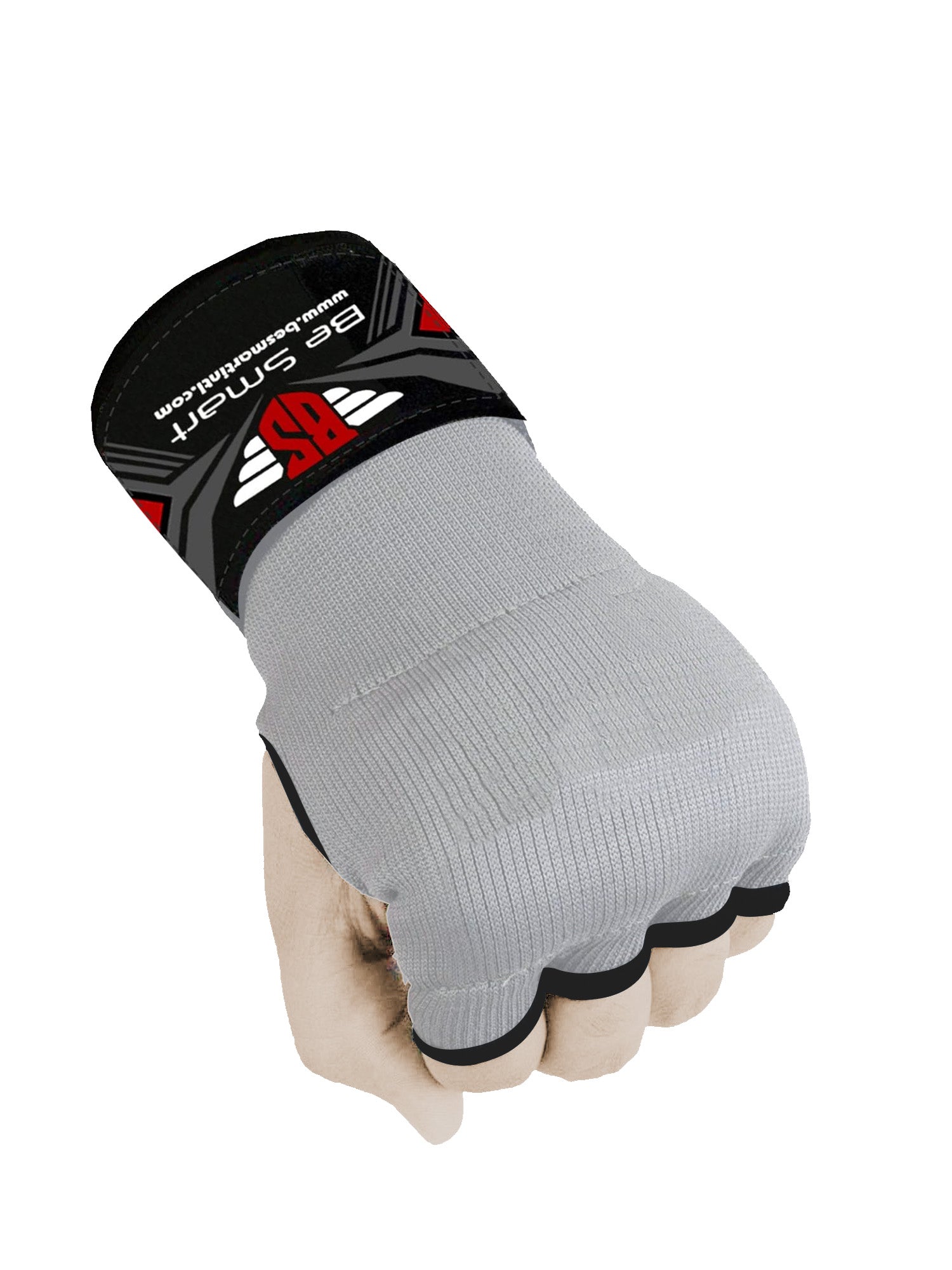 Single Left Hand BE SMART Gel Gloves with Bandage-Grey with Black-LV460