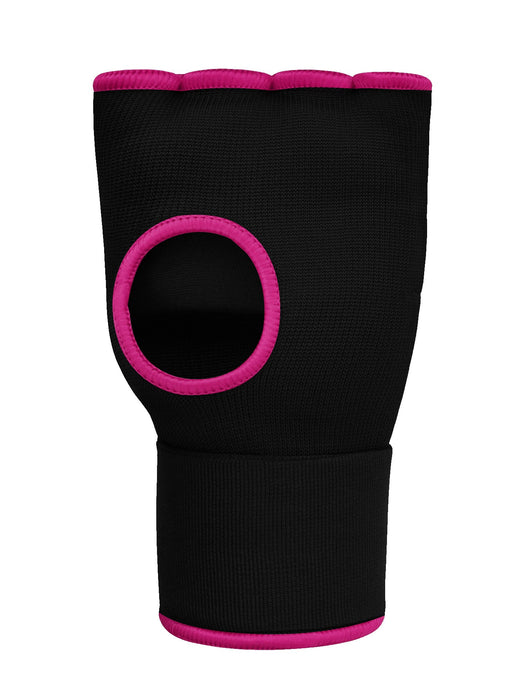 Single Left Hand Premium Quality Gloves with Bandage-Black with Pink-LV475