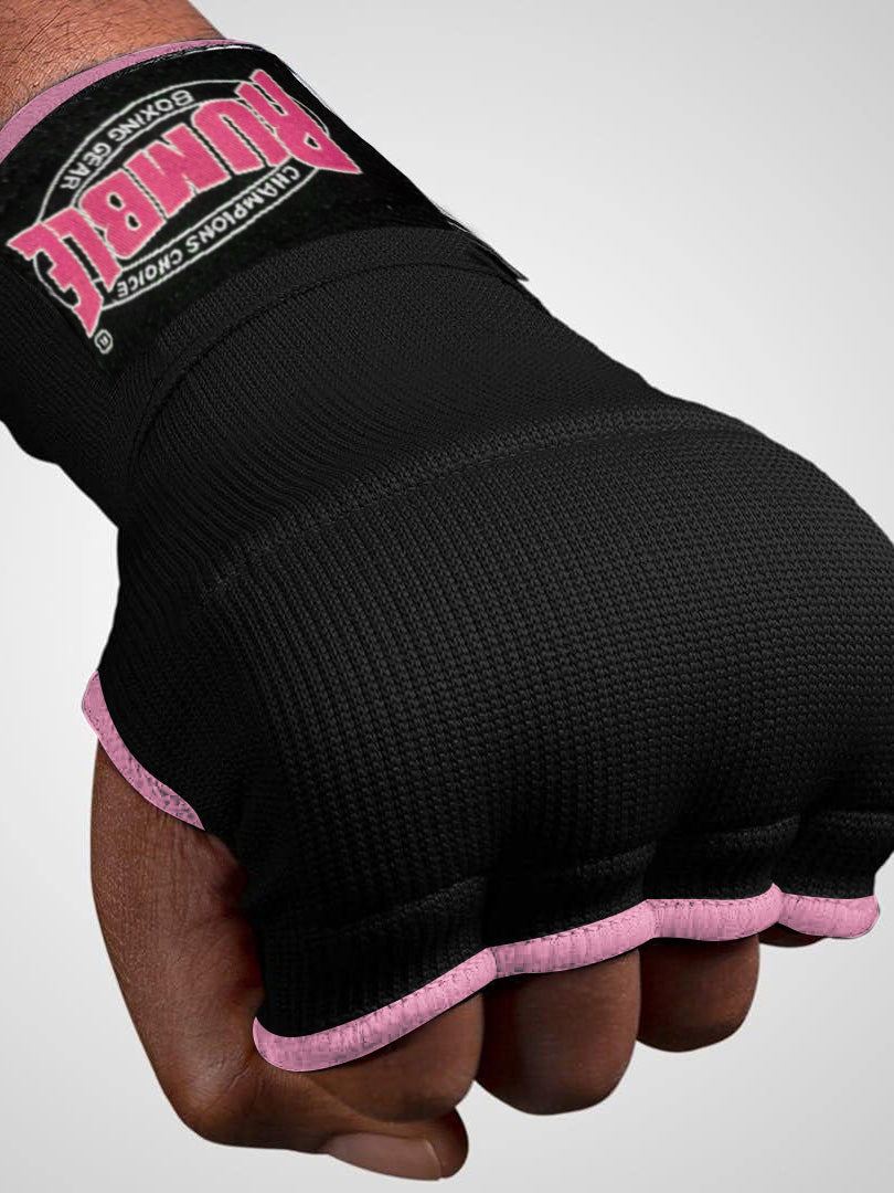 Single Left Hand Runble Gel Boxing Gloves with Bandage-Black with Pink-LV453