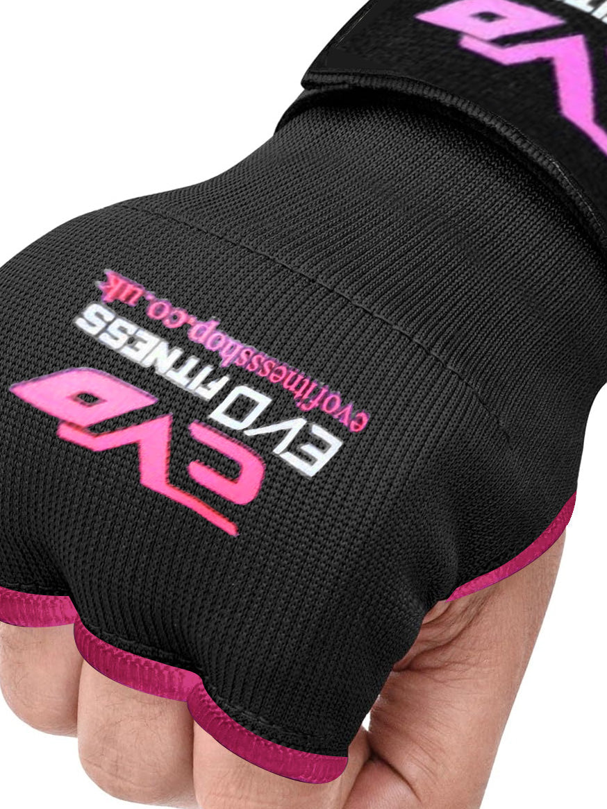Single Right Hand Evo Fitness Gel Gloves with Bandage-Black with Pink-LV479
