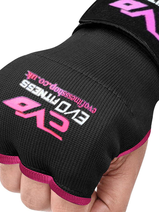 Single Right Hand Evo Fitness Gel Gloves with Bandage-Black with Pink-LV479