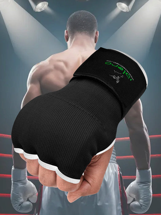 Single Right Hand Islero Fitness Gel Gloves with Bandage-Black with White-LV492