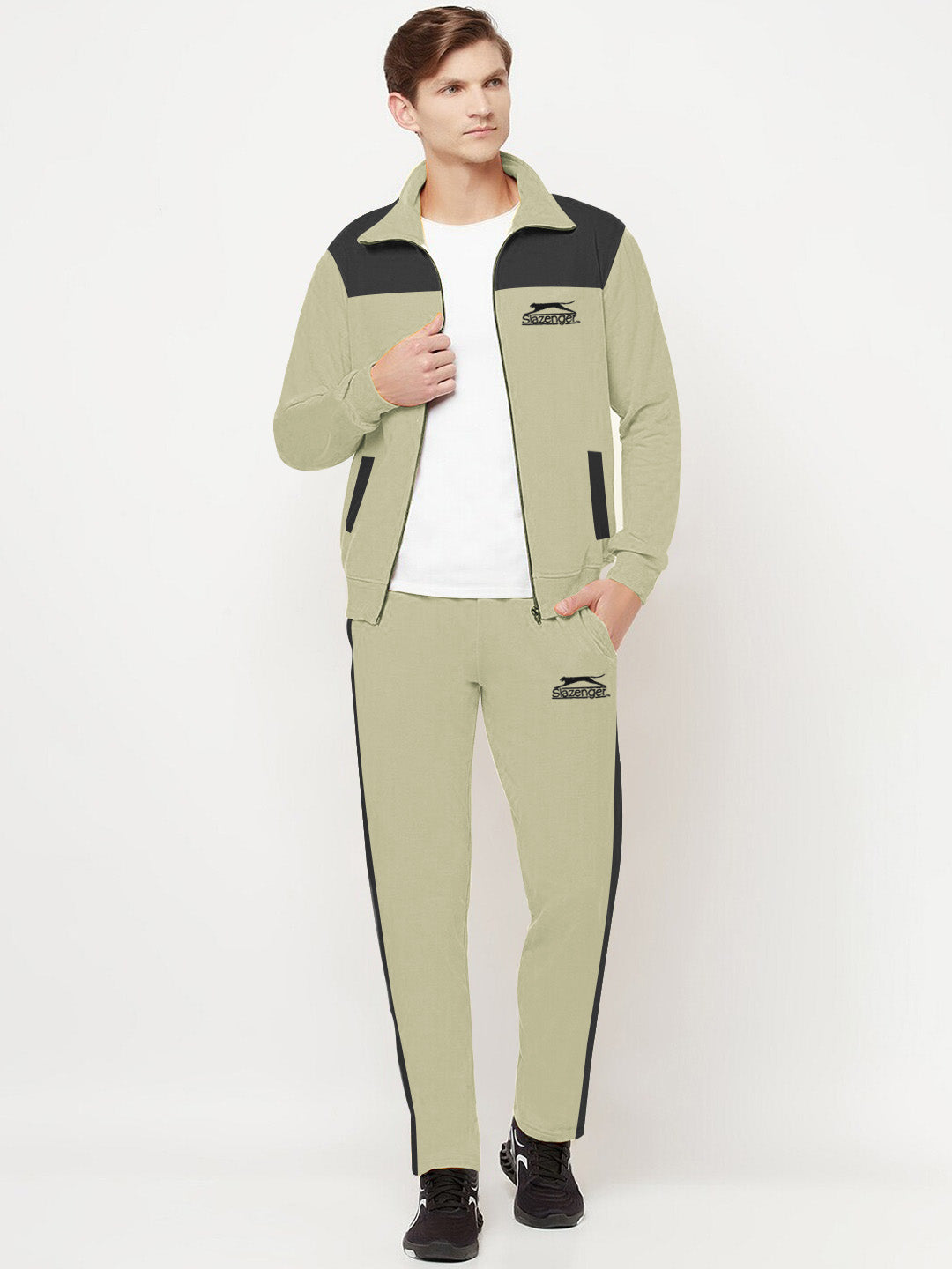 Slazenger Summer Tracksuit For Men-Grapes Green & Black-BR13391