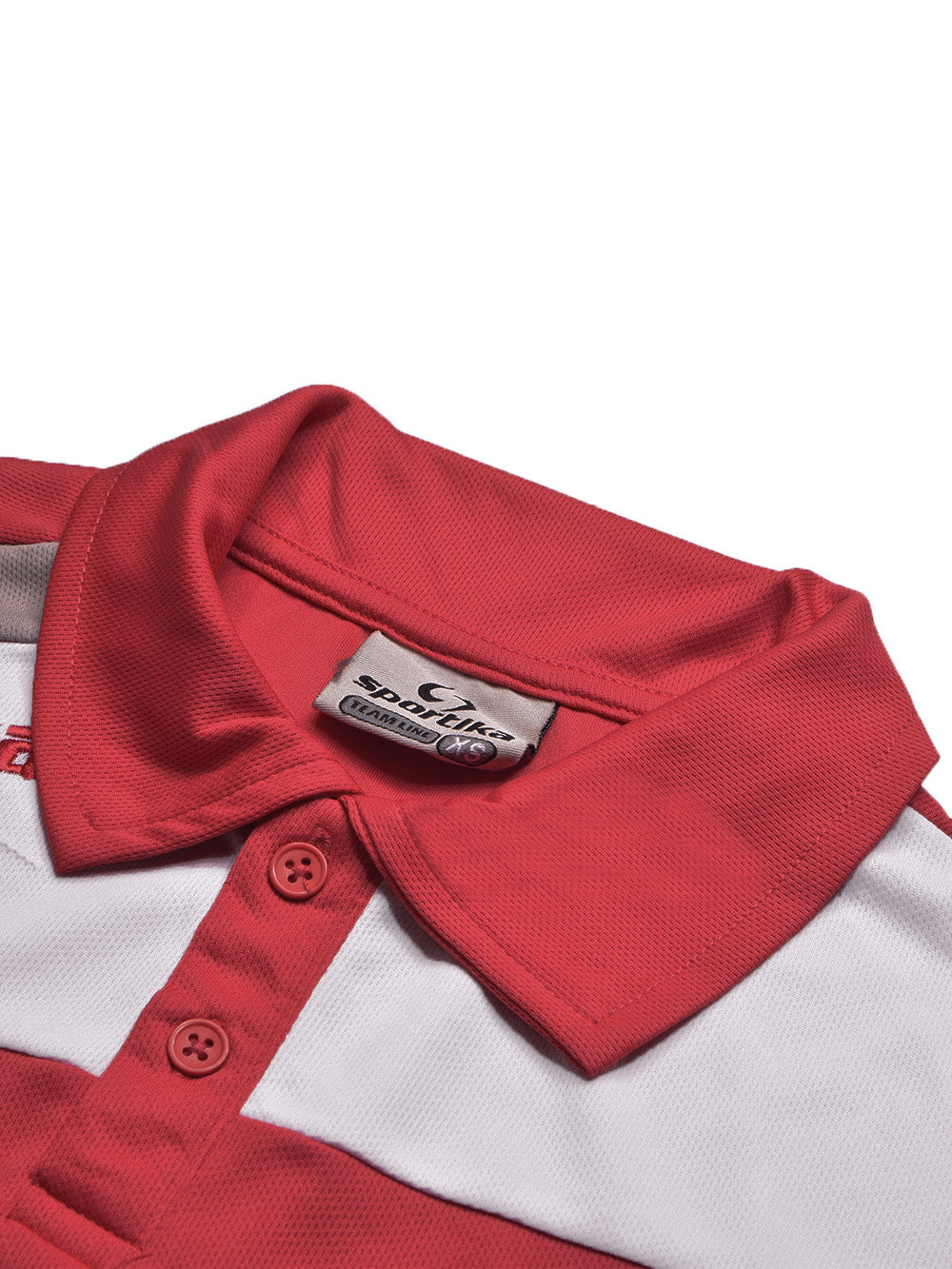 Sportika Active Wear Polo Shirt For Kids-Red with White & Grey Panel-BR13608