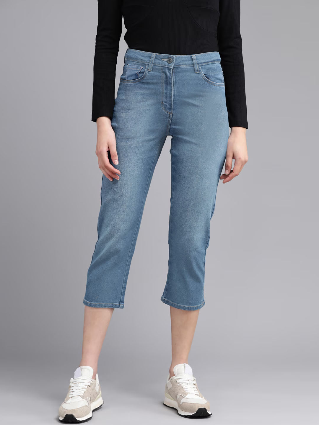 Stooker Jeans Capri For Women-Light Blue-BR13554