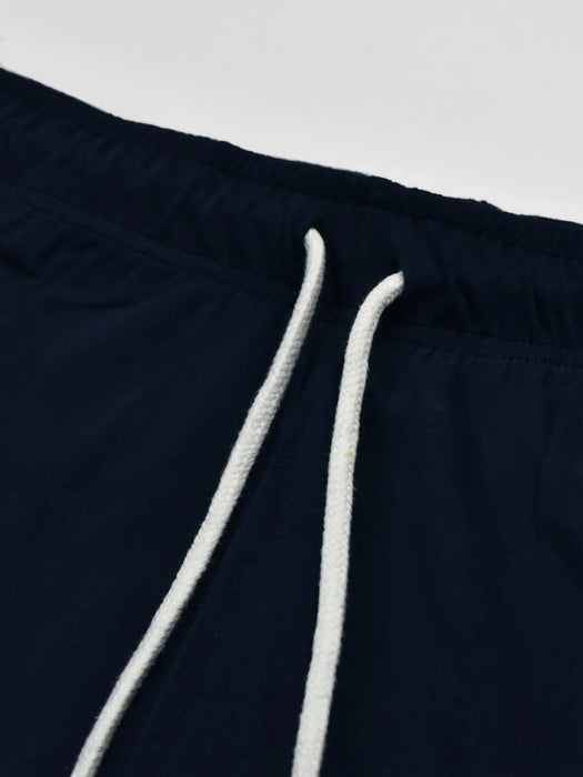 Summer Single Jersey Slim Fit Trouser For Men-Navy With Grey Melange Stripe-RT2102