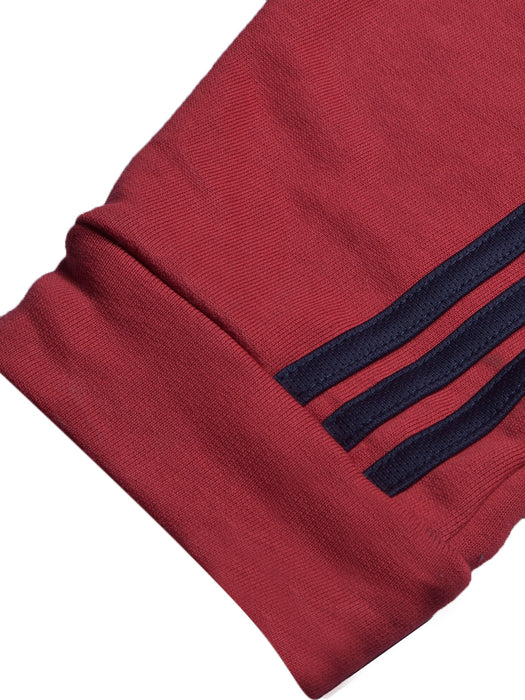 Summer Jersey Terry Slim Fit Short For Kids-Dark Red with Navy Stripes-BR13223