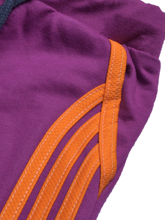 Summer Jersey Terry Slim Fit Short For Kids-Purple with Orange Stripes-BR13226