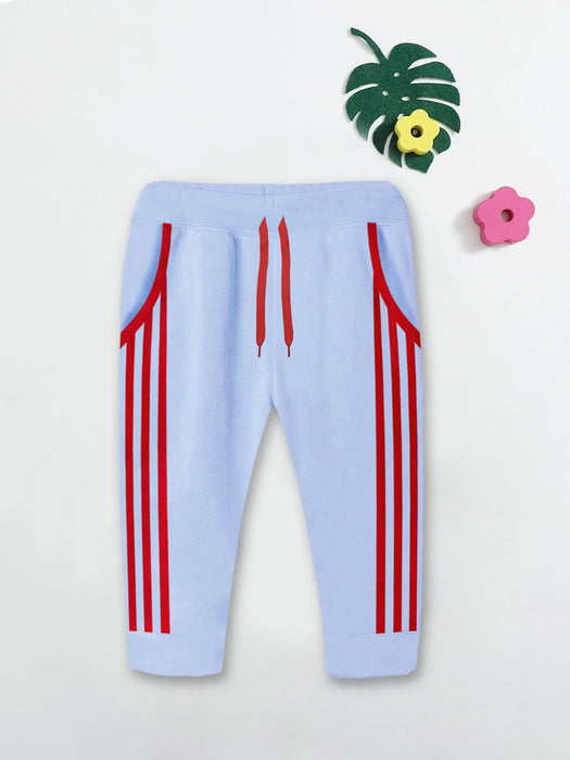 Summer Jersey Terry Slim Fit Short For Kids-Sky with Red Stripes-BR13224