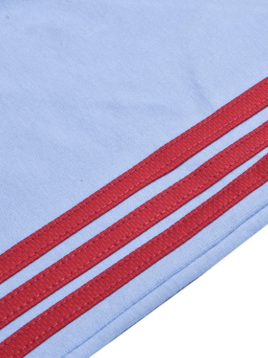 Summer Jersey Terry Slim Fit Short For Kids-Sky with Red Stripes-BR13224