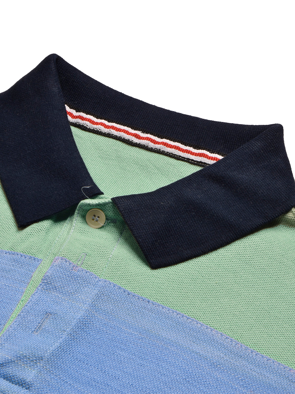 Summer Polo Shirt For Men-Grey with Sky & Green Panel-BR12942