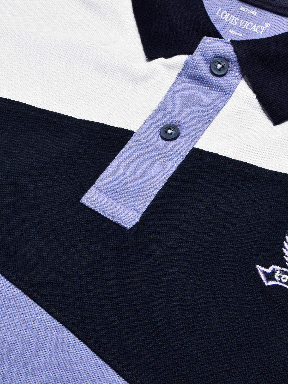 Summer Polo Shirt For Men-Light Purple with Navy & White-BR12931