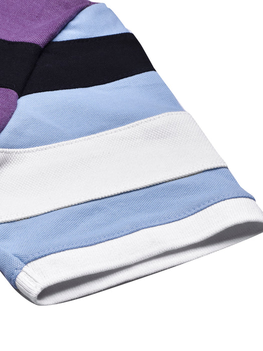 Summer Polo Shirt For Men-Purple Melange & Navy-BR12937