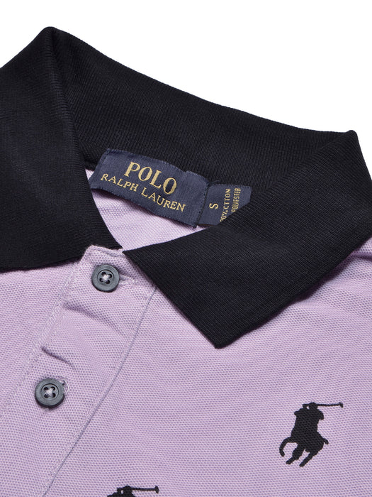 Summer Polo Shirt For Men-Purple with Allover Print-BR12934