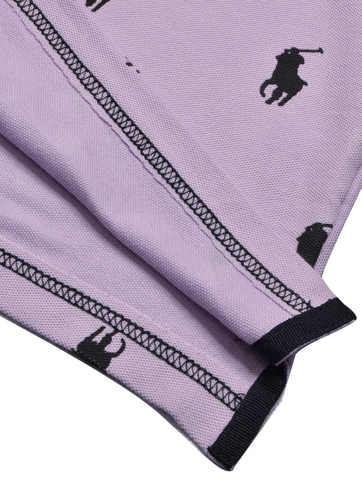 Summer Polo Shirt For Men-Purple with Allover Print-BR12934