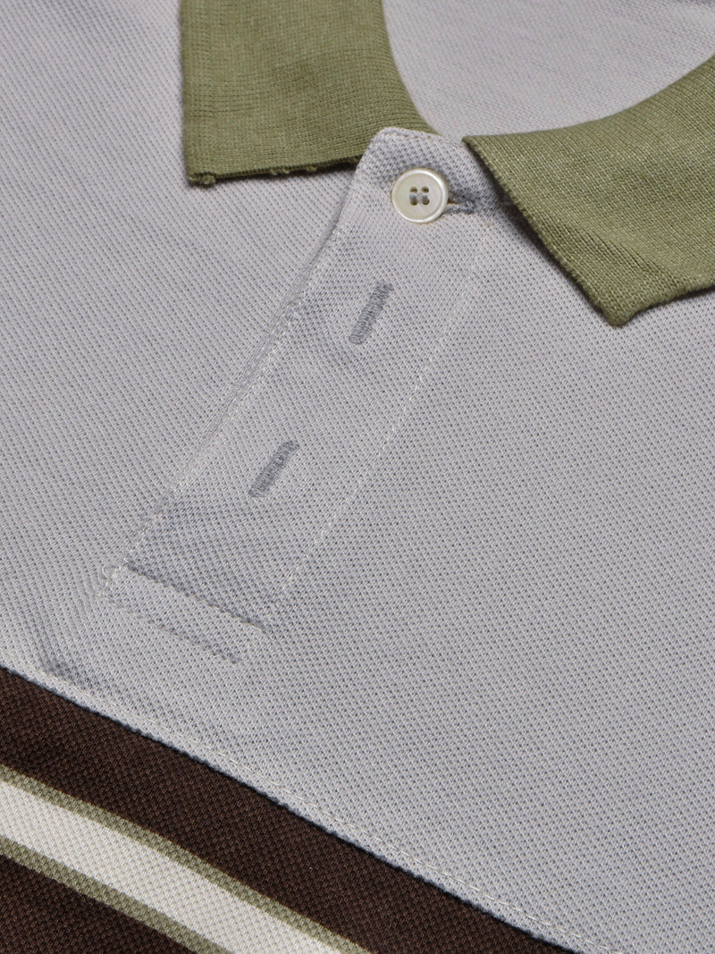 Summer Polo Shirt For Men-Slate Grey with Brown Panel-BR12940