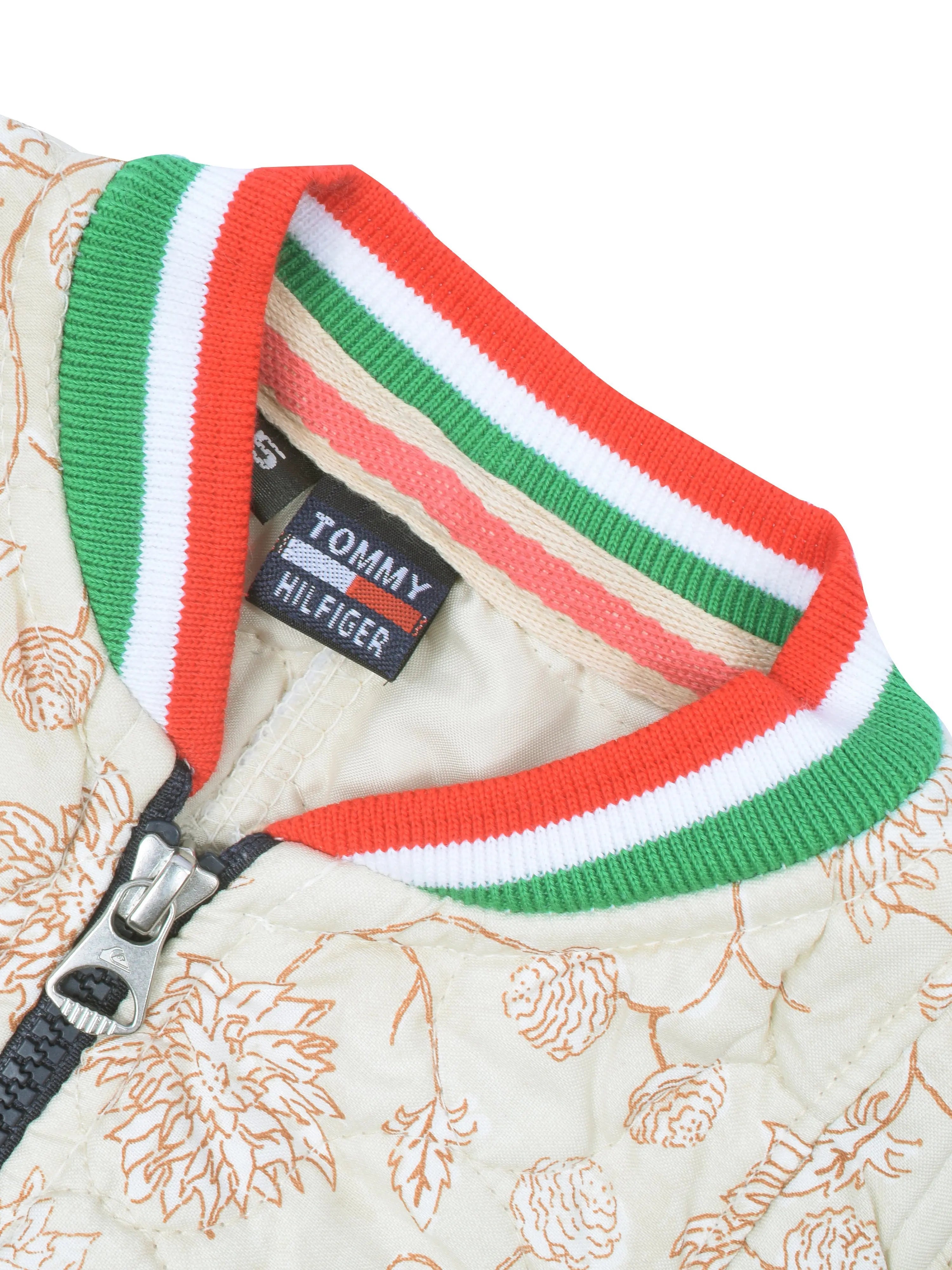 Quilted Zipper Baseball Jacket For Kids-Skin Allover Print with Multi Panel-BR935