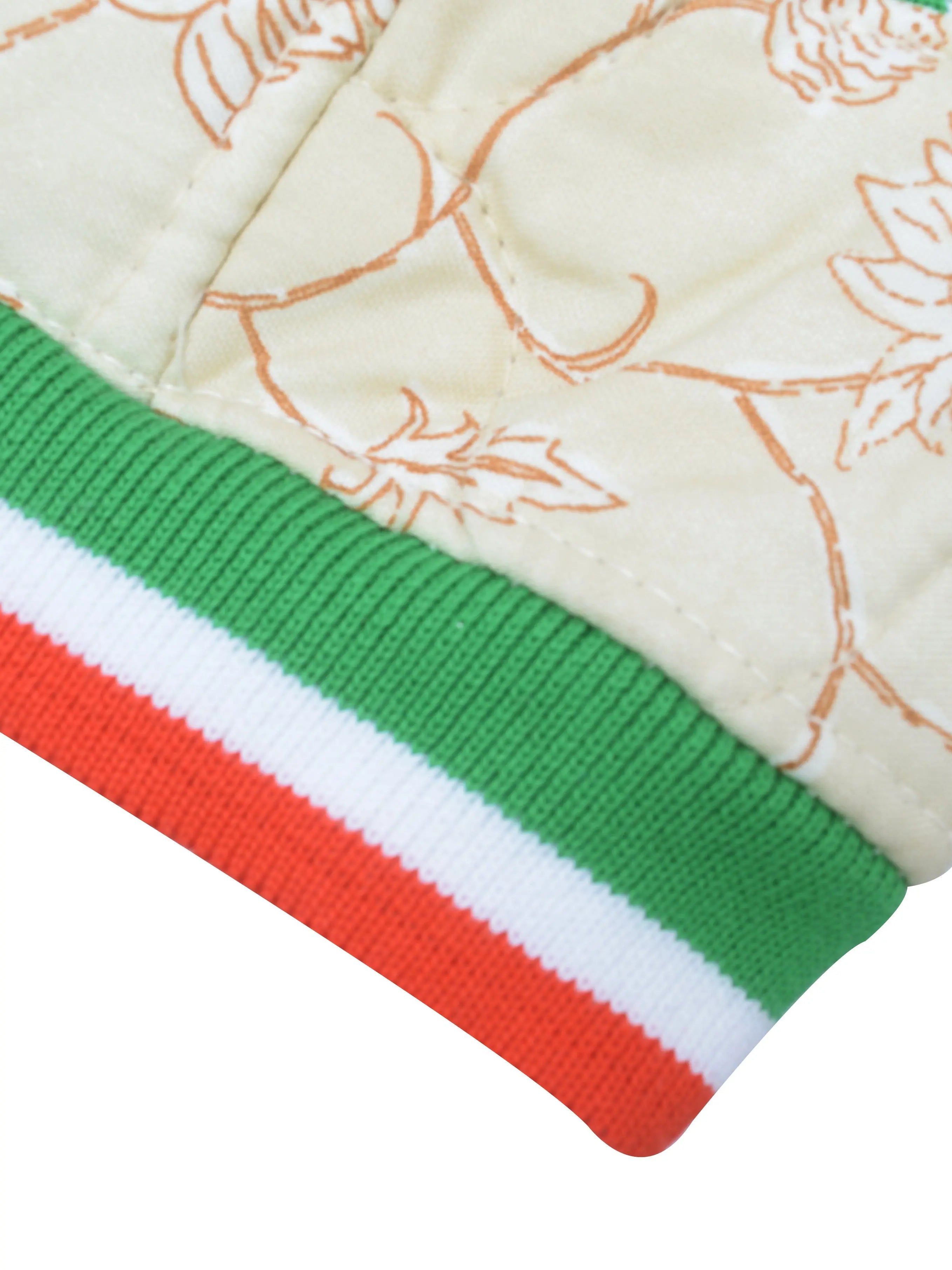 Quilted Zipper Baseball Jacket For Kids-Skin Allover Print with Multi Panel-BR935
