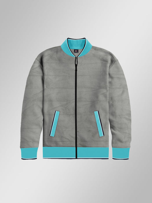 TH Quilted Zipper Baseball Jacket For Kids-Light Grey-NA12873