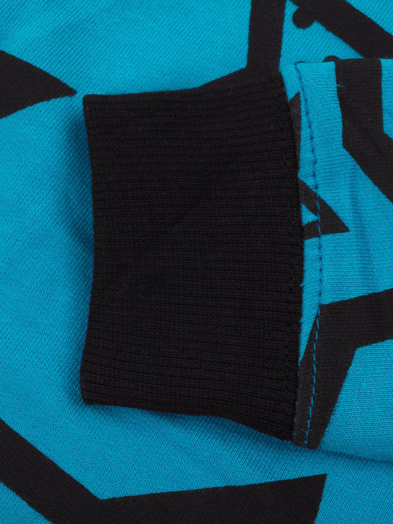Terry Fleece Sweatshirt For Kids-Dark Cyan with Stars Print-BR14241