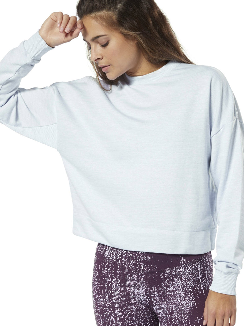 NYC Polo Training Essentials Marble Crew Sweatshirt For Ladies-Ice Mint Melange-BR978