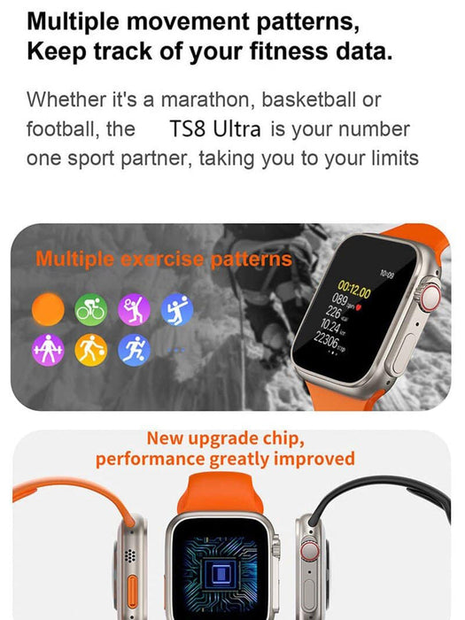 Ts8 Ultra Series 8 Men Women Bluetooth Call Heart Rate Sport Smartwatch With Fitpro App-Orange-BE1862/BR14031