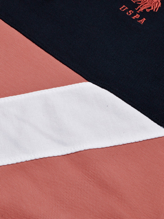 U.S Polo Assn. Summer Polo Shirt For Men-Dark Navy with Light Orange & White Panel-BR13069