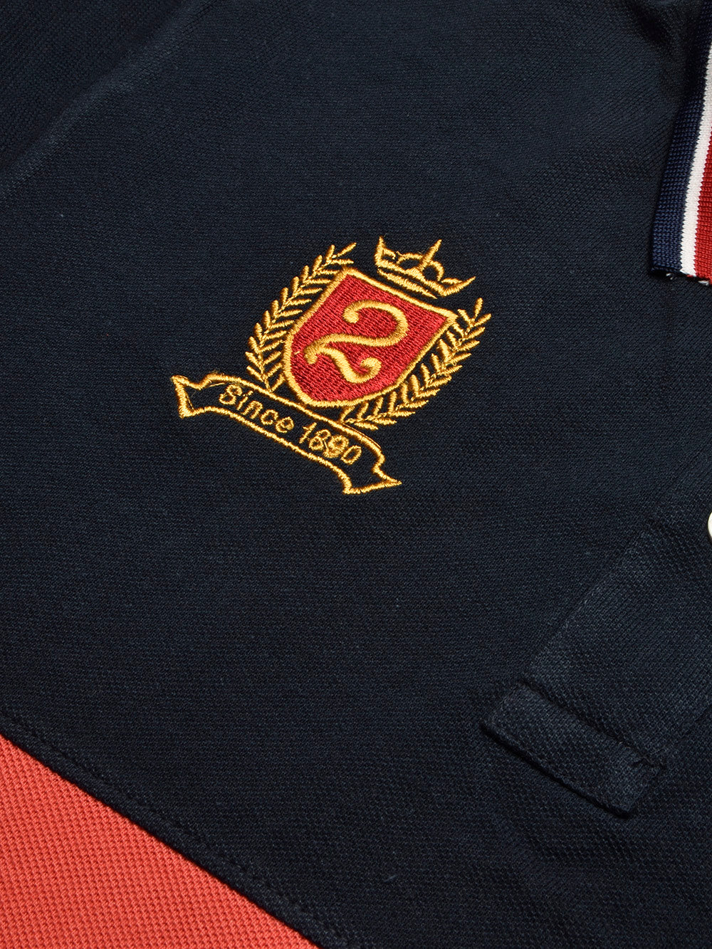 U.S Polo Assn. Summer Polo Shirt For Men-Navy with Coral Orange & White Panel-BR13029