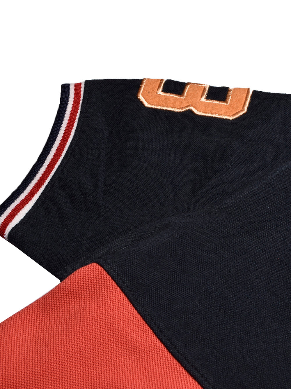 U.S Polo Assn. Summer Polo Shirt For Men-Navy with Coral Orange & White Panel-BR13029