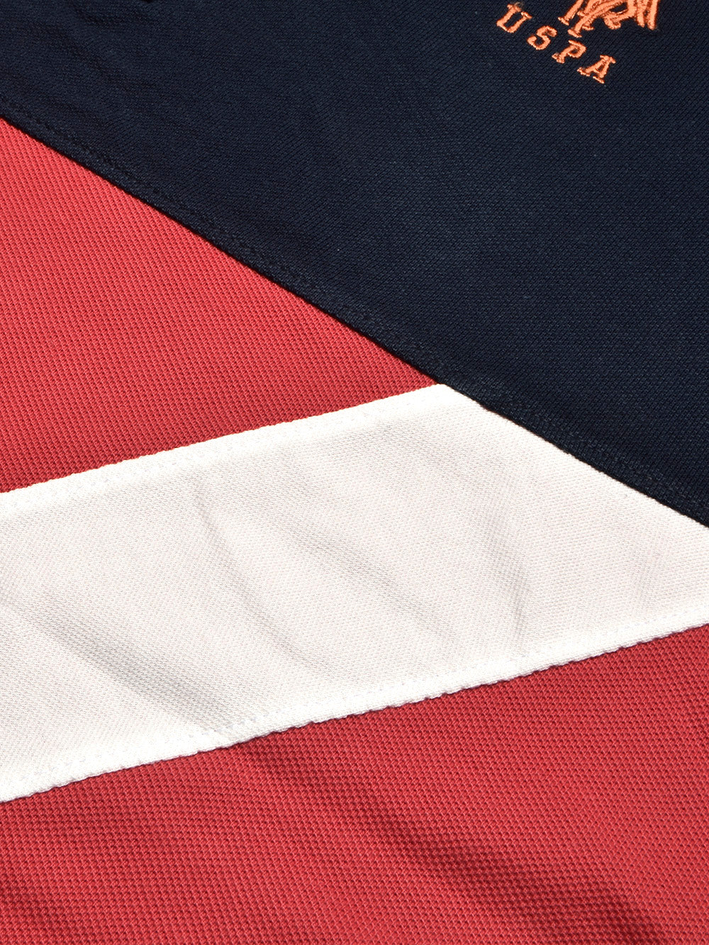 U.S Polo Assn. Summer Polo Shirt For Men-Navy with Coral Orange & White Panel-BR13029