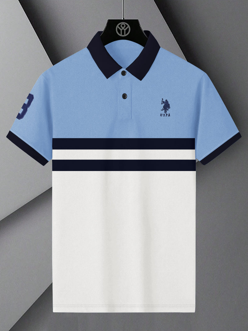 U.S Polo Assn. Summer Polo Shirt For Men-Sky with Navy & White Panel-BR13120