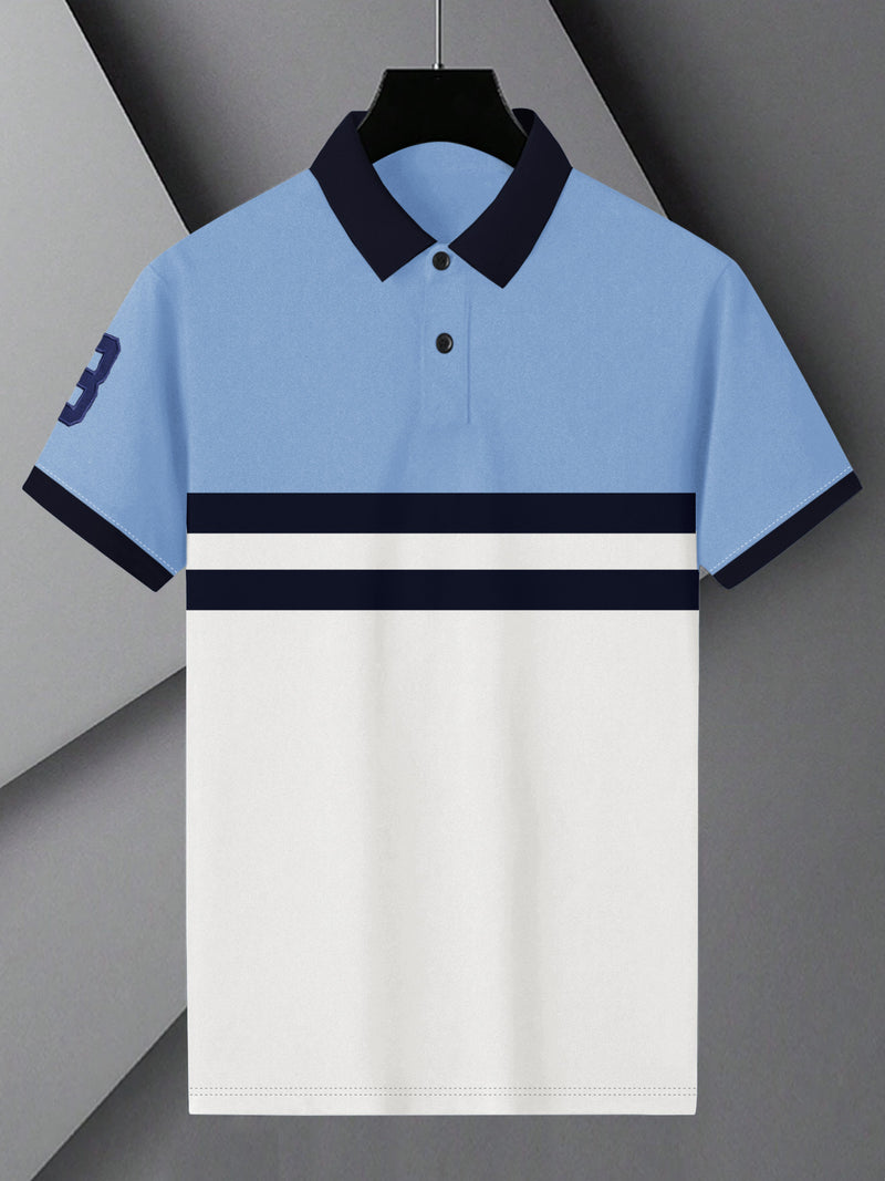 U.S Polo Assn. Summer Polo Shirt For Men-Sky with Navy & White Panel-BR13120