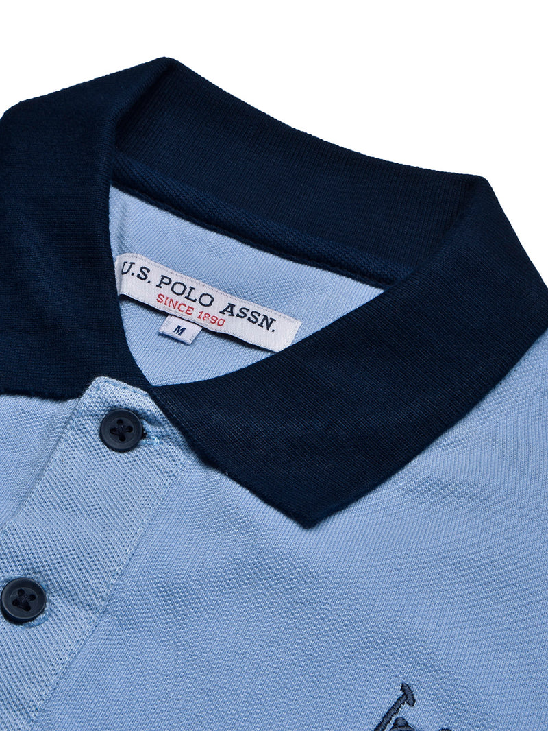 U.S Polo Assn. Summer Polo Shirt For Men-Sky with Navy & White Panel-BR13120