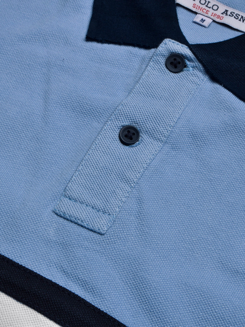 U.S Polo Assn. Summer Polo Shirt For Men-Sky with Navy & White Panel-BR13120