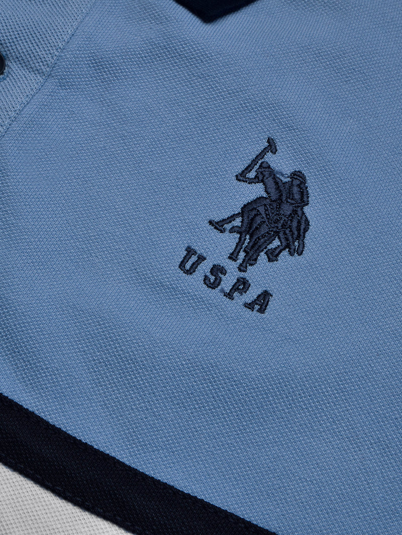 U.S Polo Assn. Summer Polo Shirt For Men-Sky with Navy & White Panel-BR13120