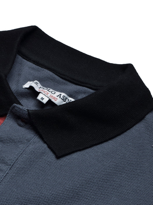 U.S Polo Assn. Summer Polo Shirt For Men-Slate Grey with Black & Red Panel-BR13119