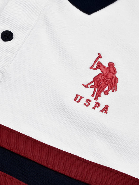 U.S Polo Assn. Summer Polo Shirt For Men-White with Navy & Red Panel-BR13118