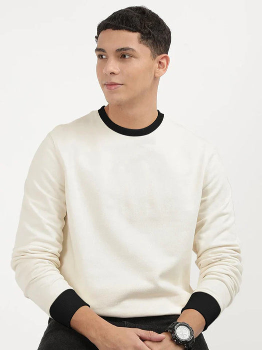 UA Fleece Funky Style Sweatshirt For Men-Skin with Black-BE2345