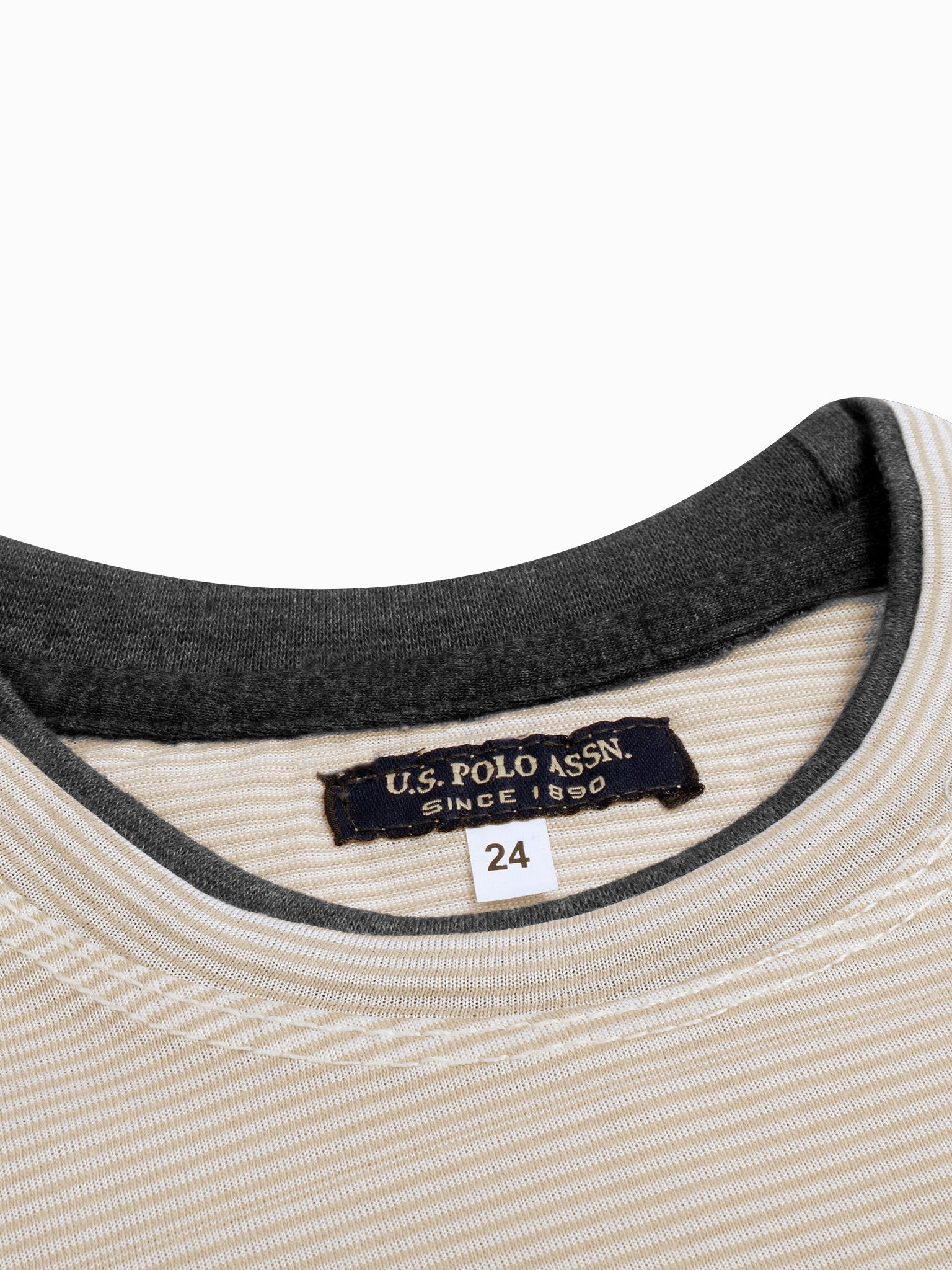 US POLO ASSN Single Jersey Long Sleeve Tee Shirt For Kids-Skin Lining & Charcoal-BR13405