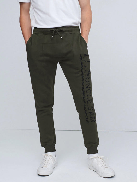 Uncle Sam Slim Fit Terry Fleece Jogger Trouser For Men-Olive Green-BR1 M Brandsroots