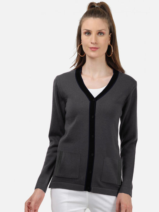 Fashion Wool V Neck Sleeveless Cardigan For Women-Grey-AZ114
