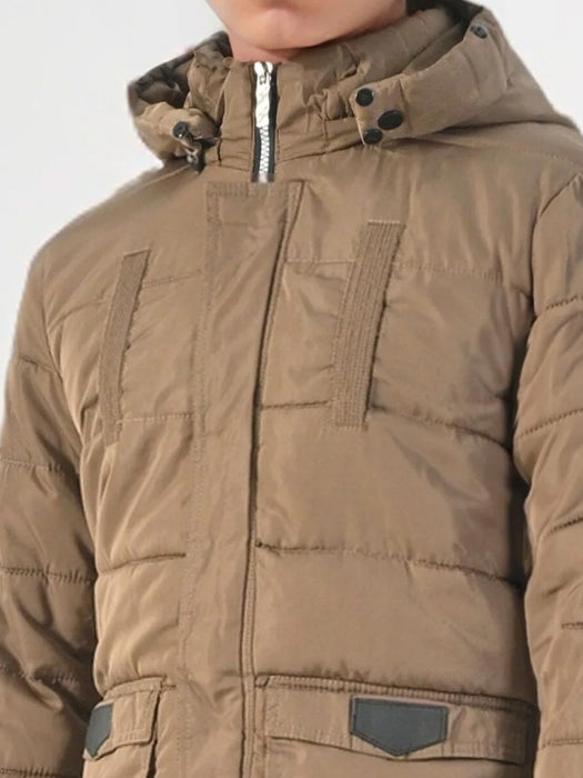 Premium Imported Parachute Long Puffer Jacket-Brown-BR14333